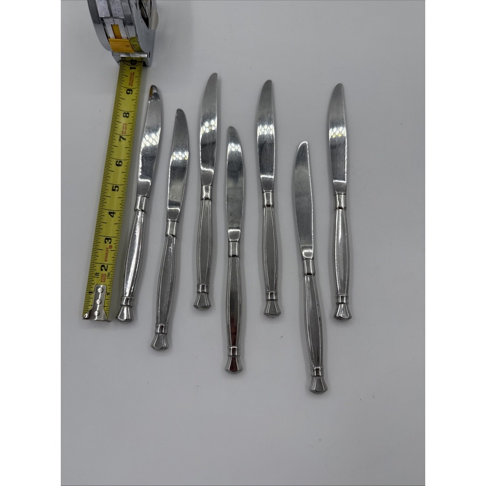 6 - Oneida ACT I / ACT 1 Glossy Cube Mark Stainless Flatware DINNER KNIVES